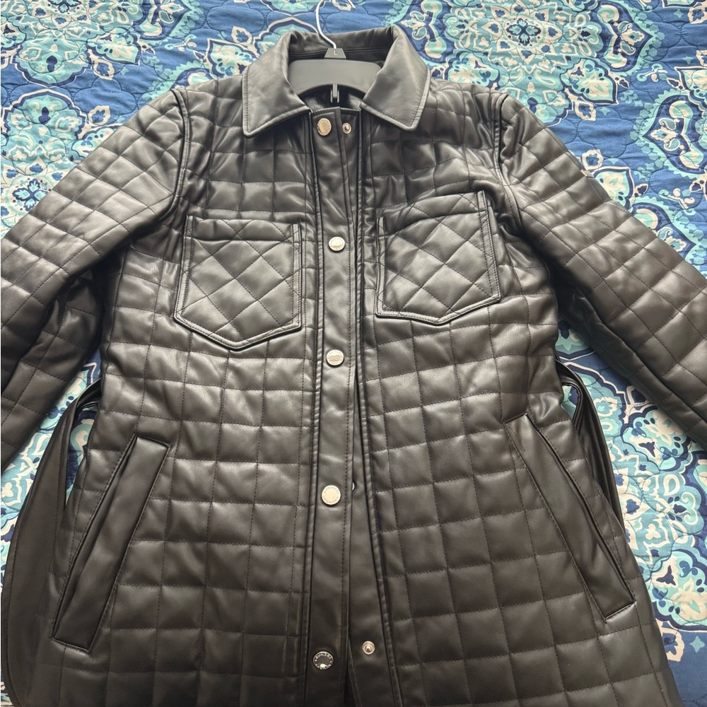 Laundry By Shelli Segal Quilted Black Leather Jacket